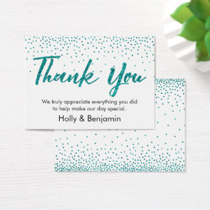 Teal Confetti Script Thank You Favor Tag Card
