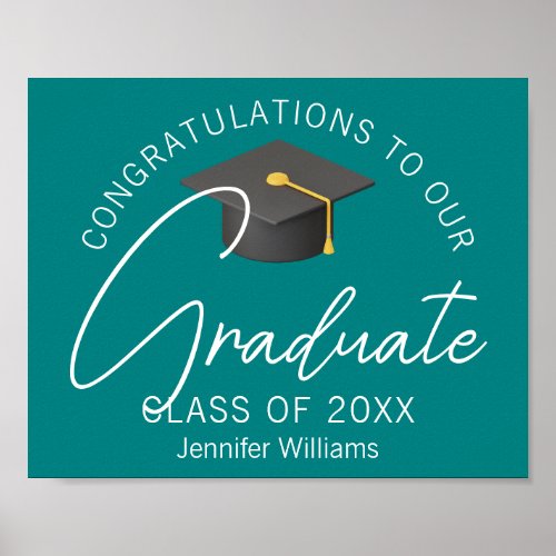Teal Congratulations Grad Custom Graduation Party