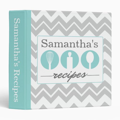 Teal Cooking Utensils Trio Recipe Binder