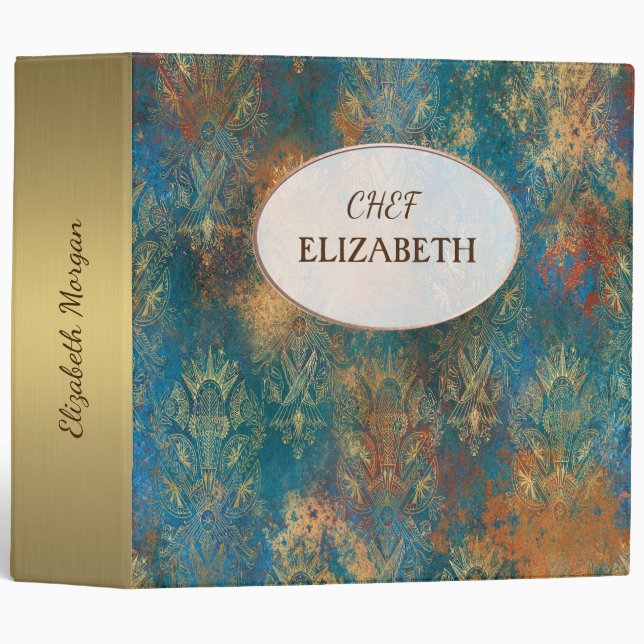 Teal Cooper Patina    3 Ring Binder (Front/Spine)