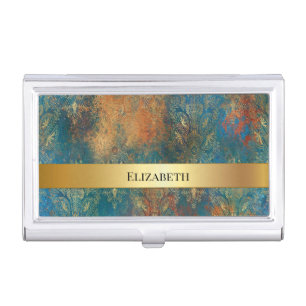 Teal Cooper Patina   Business Card Case