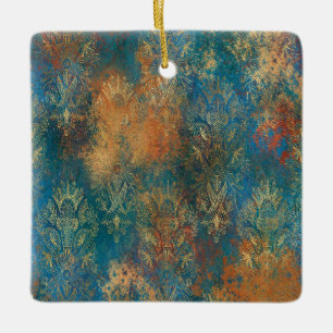 Teal Cooper Patina Ceramic Ornament