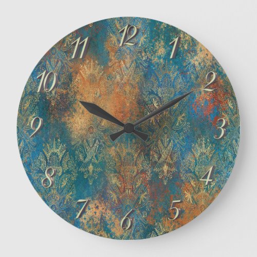 Teal Cooper Patina     Large Clock