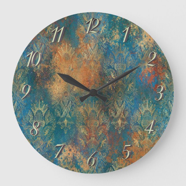 Teal Cooper Patina     Large Clock (Front)