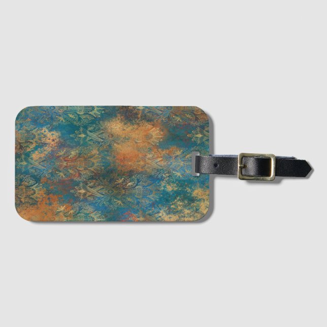Teal Cooper Patina  Luggage Tag (Front Horizontal)