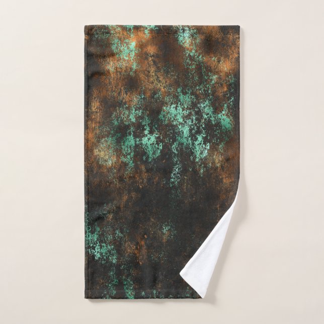 Teal Cooper Patina Metallic Bath Towel Set (Hand Towel)