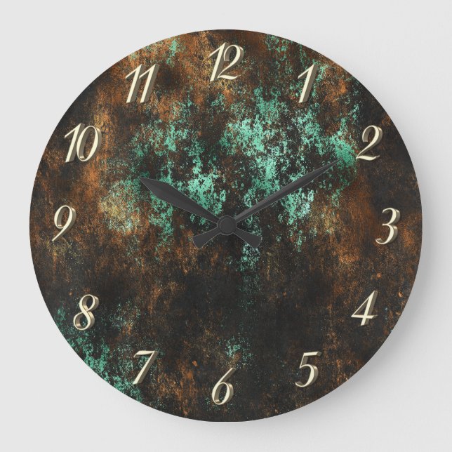 Teal Cooper Patina Metallic Large Clock (Front)