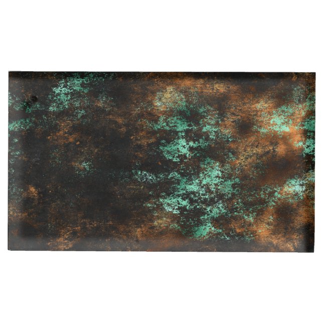 Teal Cooper Patina Metallic Place Card Holder (Front)