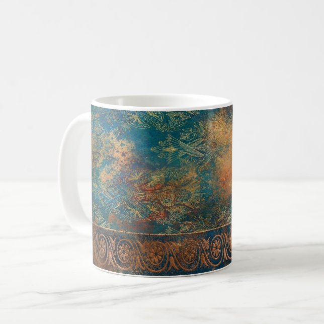 Teal Cooper Patina Turquoise  Coffee Mug (Front Left)
