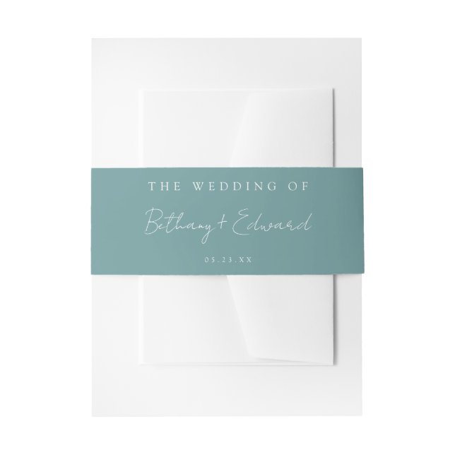 Teal Coordinate Wedding Invitation Belly Band (Front Example)