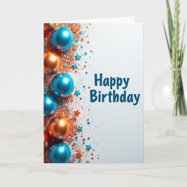 Teal Copper Birthday Card (Front)