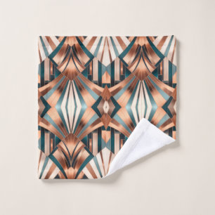Teal Copper Geometric Skyscraper Neo Art Deco Bath Towel Set