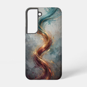 Teal Copper Gold Luxury Ribbon Swirl Samsung Galaxy S22 Case