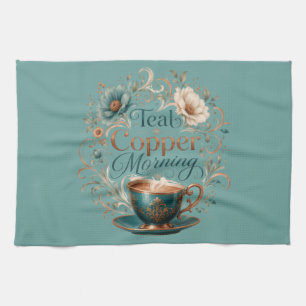 Teal Copper Morning Serving Tray Kitchen Towel
