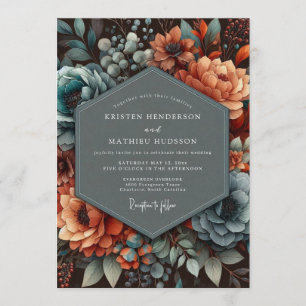 Teal Copper Shadowy Wedding Invitation