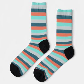 Teal, Coral and Turquoise Socks