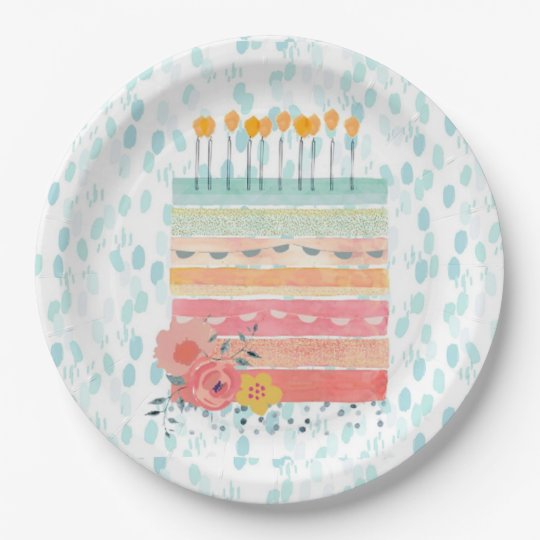 coral and teal paper plates