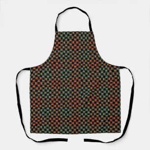Teal Coral Black Weave Pattern Apron