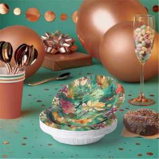 Teal, Coral & Mauve Modern Art Floral