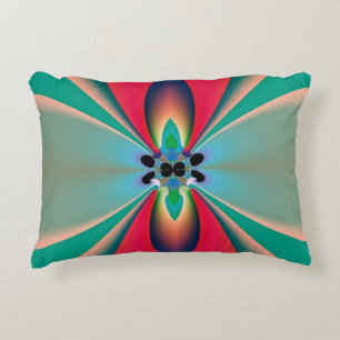 Teal Coral Mirror Symmetry Abstract Art Decorative Pillow