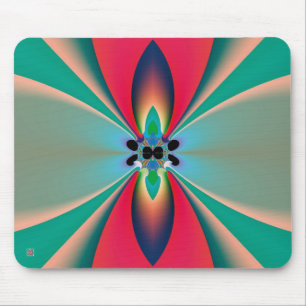 Teal Coral Mirror Symmetry Abstract Art Mouse Pad