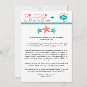 Teal Coral Starfish Dominican Republic Welcome Invitation