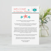 Teal Coral Starfish Mexico Wedding Welcome Invitation (Standing Front)