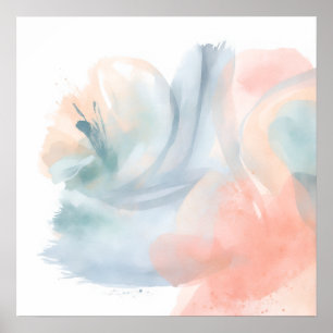 Teal Coral Watercolour Abstract Poster Wall Art