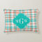 Teal Coral White Preppy Madras Monogram