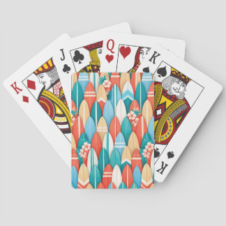 TEAL CORAL YELLOW BLUE SURFBOARDS POKER CARDS