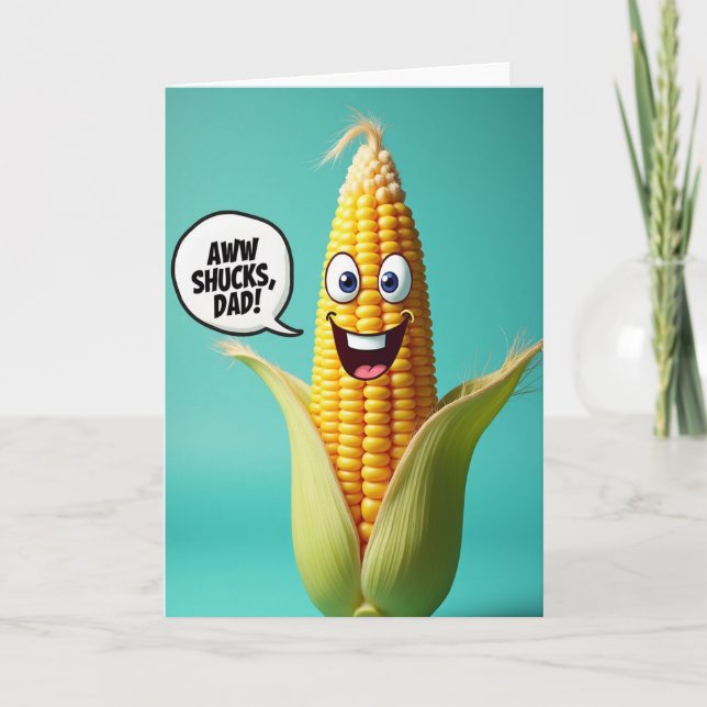 Teal Corn Aww Shucks Dad Card (Front)