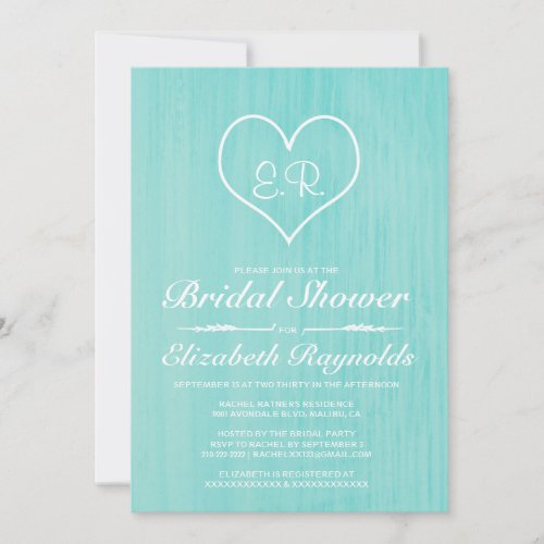 Teal Country Bridal Shower Invitations