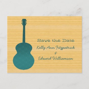 Teal Country Guitar Save The Date Postcard by Dynamic_Weddings at Zazzle