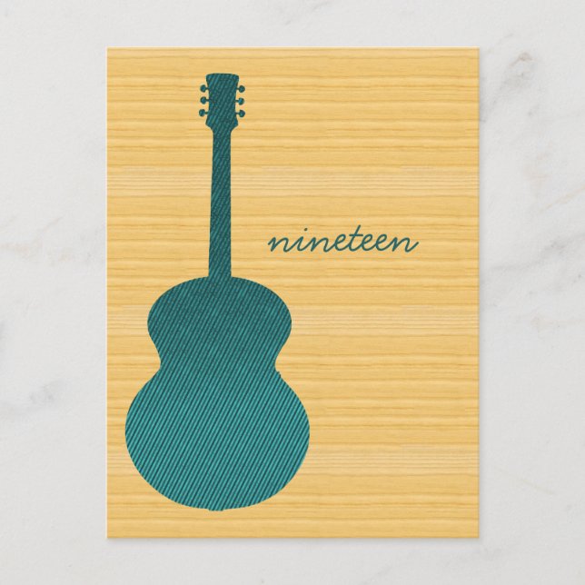 Teal Country Guitar Table Number Postcard (Front)