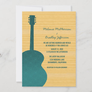 Teal Country Guitar Wedding Invitation
