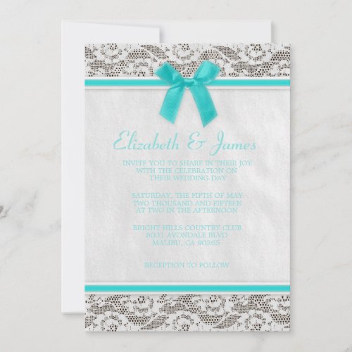 Teal Country Lace Wedding Invitations