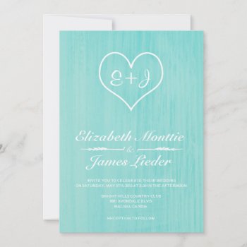 Teal Country Wedding Invitations by topinvitations at Zazzle