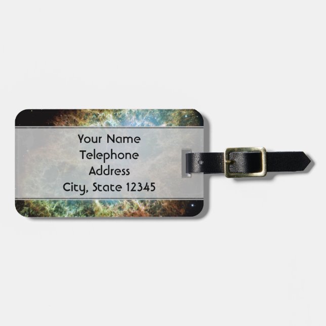 Teal Crab Nebula Luggage Tag (Front Horizontal)