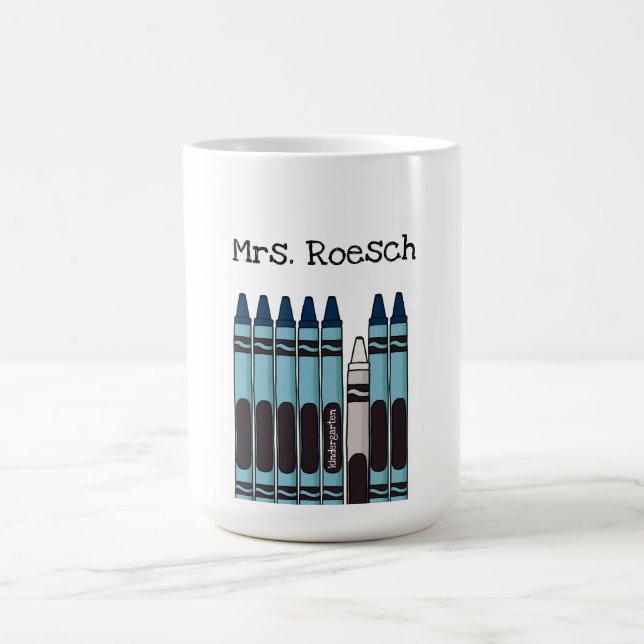 Teal Crayon Personalized Teacher Mug (Center)