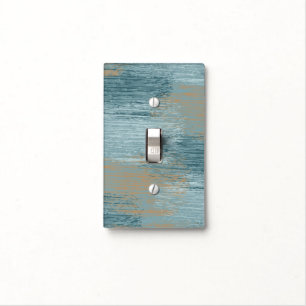 Teal Cream Abstract Light Switch Cover