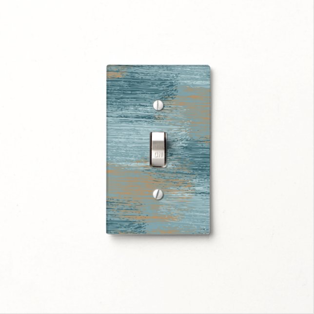 Teal Cream Abstract Light Switch Cover (In Situ)