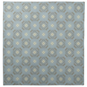 Teal, Cream, & Brown Diamonds Checkerboard Pattern Cloth Napkin