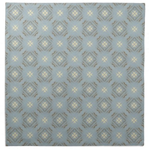 Teal Cream  Brown Diamonds Checkerboard Pattern Cloth Napkin