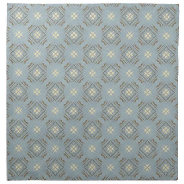 Teal, Cream, & Brown Diamonds Checkerboard Pattern Cloth Napkin (Front)