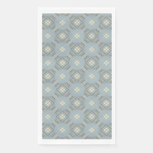 Teal Cream  Brown Diamonds Checkerboard Pattern Paper Guest Towels