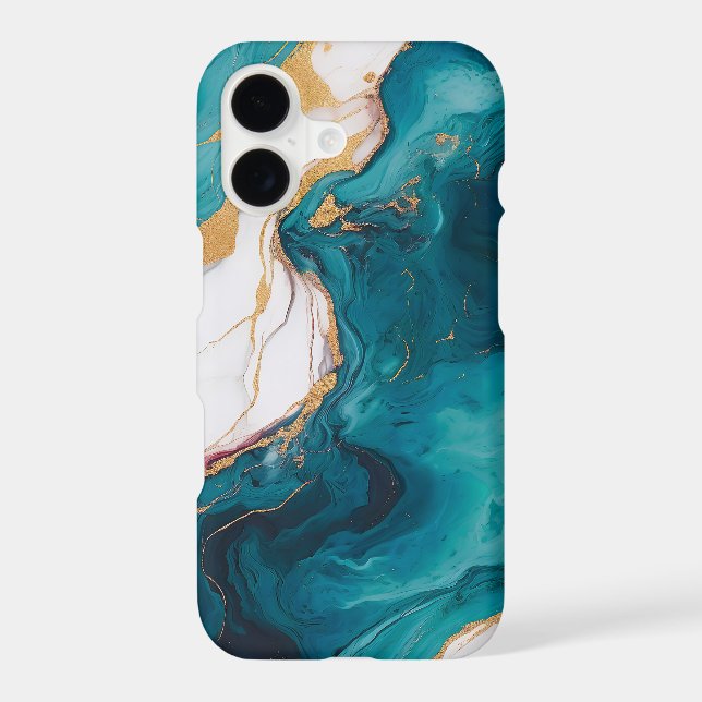 Teal & Crimson Marble Elegance iPhone Case (Back)