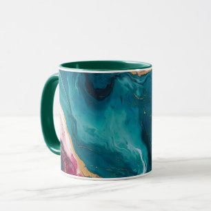 Teal & Crimson Marble Elegance Mug