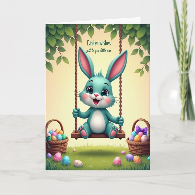 Teal Critter Pattern Eggs Spring Card (Front)