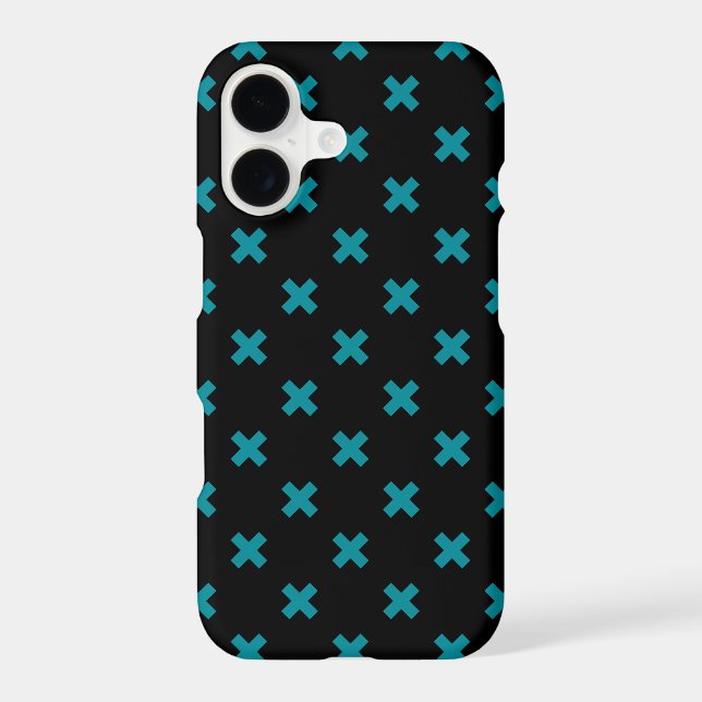 Teal cross stitches on black Case-Mate iPhone case (Back)