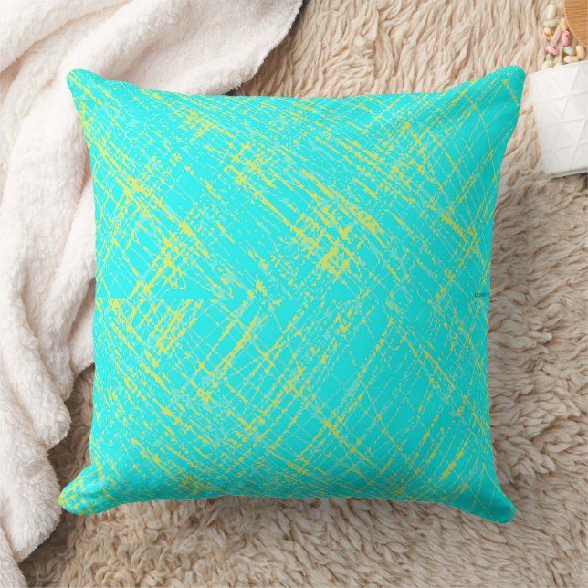 Teal Cross Thatch  Throw Pillow (Blanket)